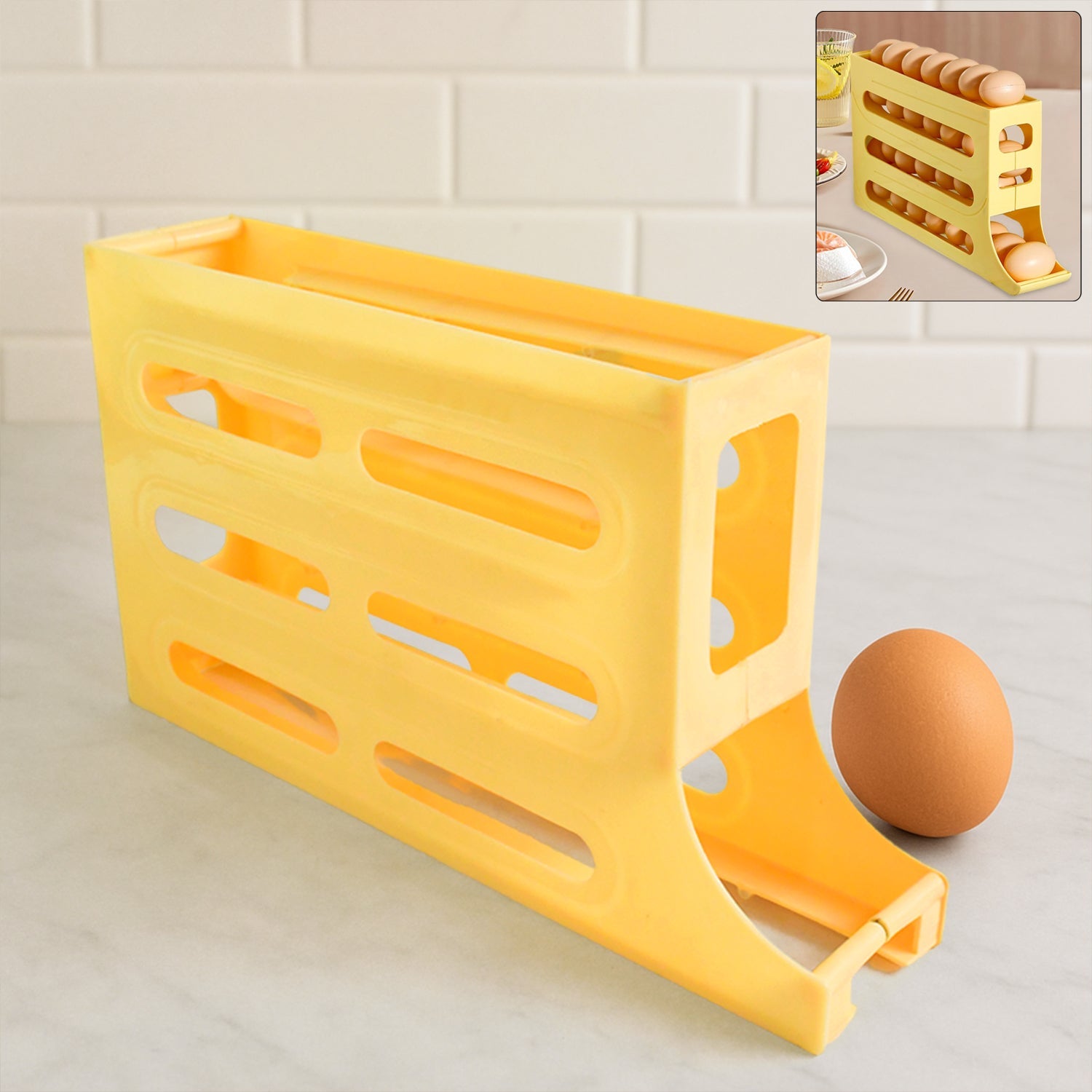 Egg Glide 3-Layer Rolling Dispenser Rack Egg Glide 3-Layer Rolling Dispenser Rack